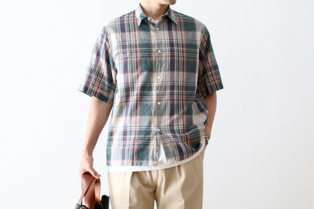 KAPTAIN SUNSHINE(����ץƥ󥵥󥷥㥤��) "Gauze Plaid Plain SS Shirt"