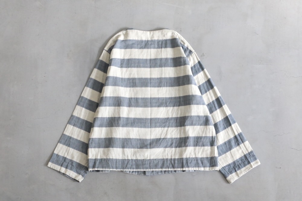 ts(s) (�ƥ�����������) "Reversible Cardigan Shirt - Horizontal Stripe Double Face Cotton Gauze Cloth-"