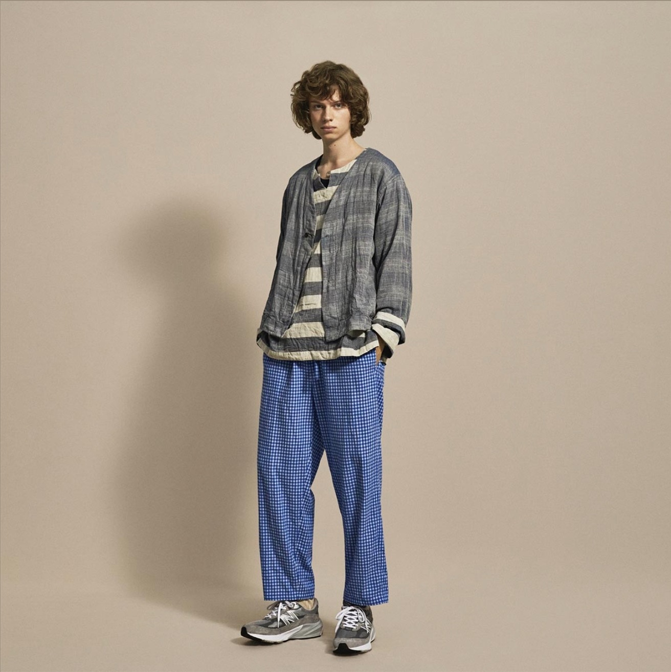 ts(s) (�ƥ�����������) "Reversible Cardigan Shirt - Horizontal Stripe Double Face Cotton Gauze Cloth-"