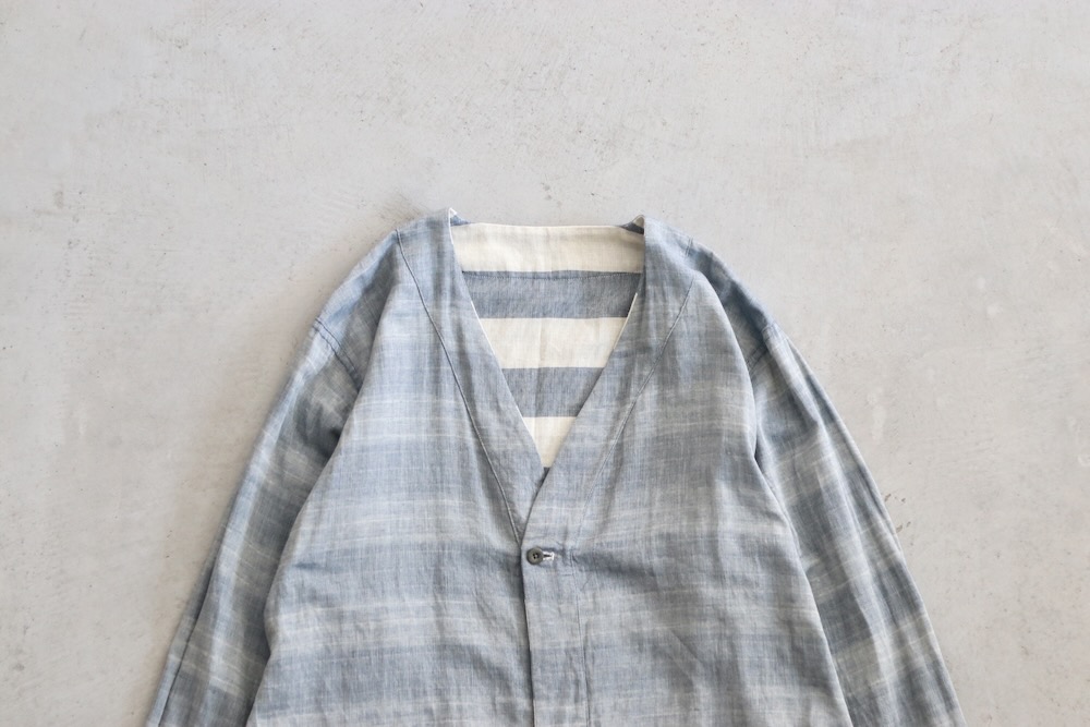 ts(s) (�ƥ�����������) "Reversible Cardigan Shirt - Horizontal Stripe Double Face Cotton Gauze Cloth-"