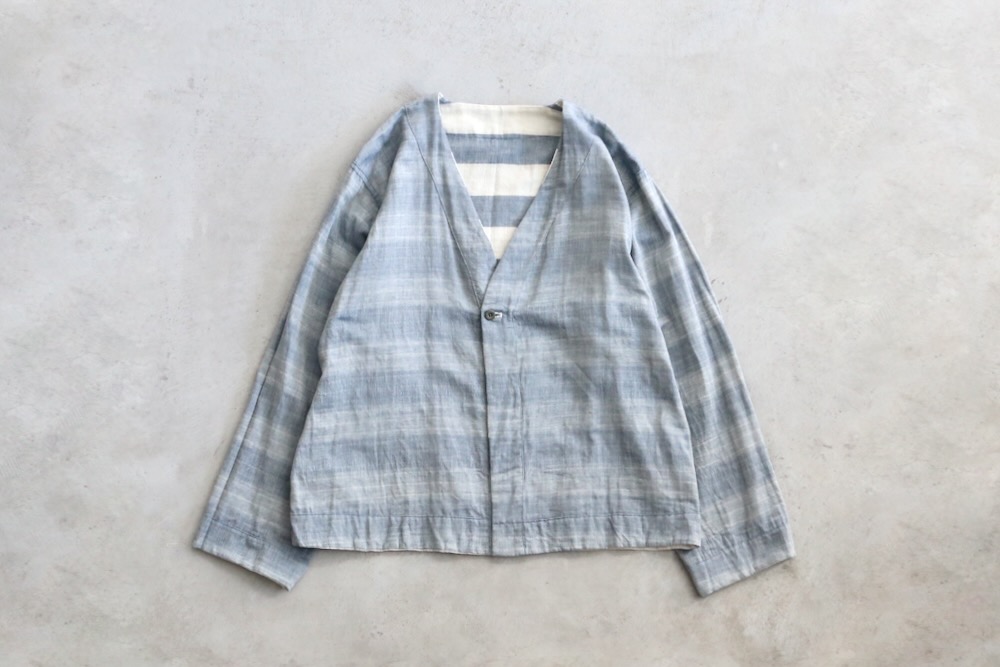 ts(s) (�ƥ�����������) "Reversible Cardigan Shirt - Horizontal Stripe Double Face Cotton Gauze Cloth-"