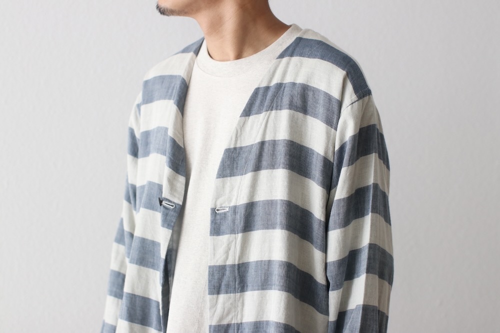 ts(s) (�ƥ�����������) "Reversible Cardigan Shirt - Horizontal Stripe Double Face Cotton Gauze Cloth-"