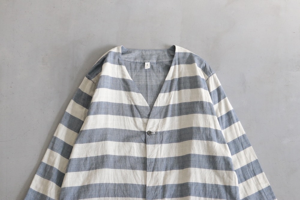 ts(s) (�ƥ�����������) "Reversible Cardigan Shirt - Horizontal Stripe Double Face Cotton Gauze Cloth-"