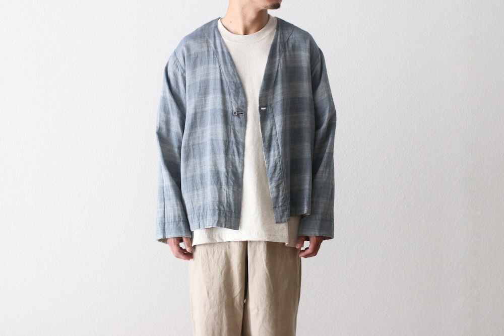 ts(s) (�ƥ�����������) "Reversible Cardigan Shirt - Horizontal Stripe Double Face Cotton Gauze Cloth-"