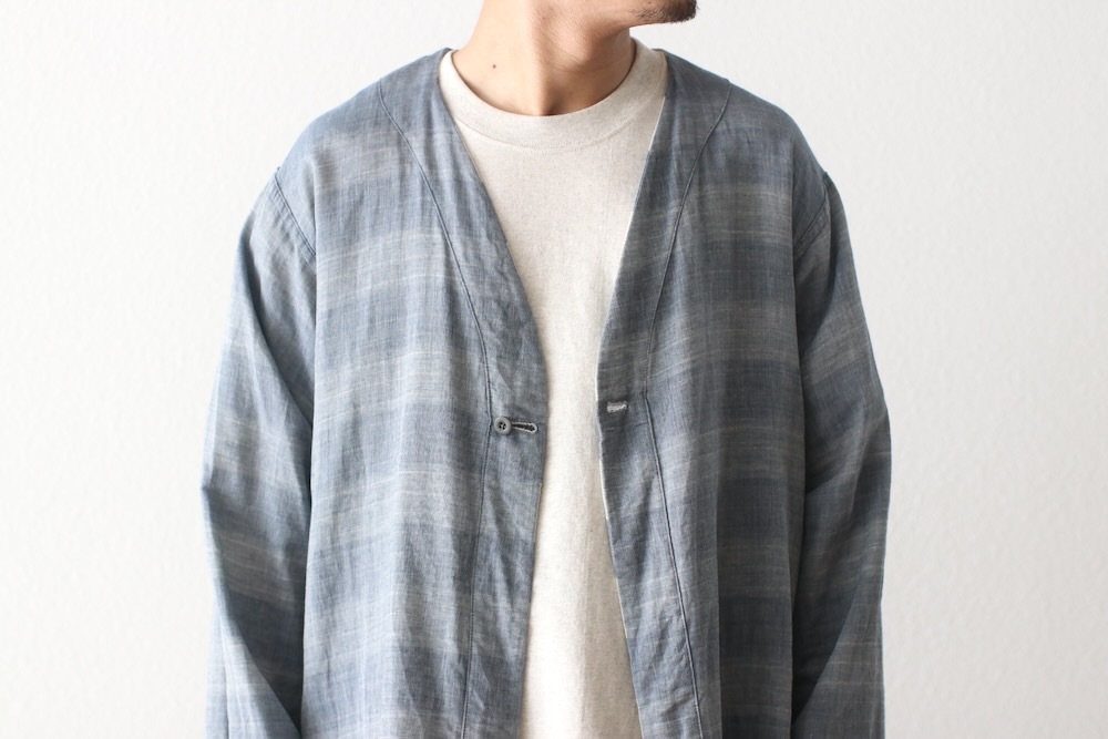 ts(s) (�ƥ�����������) "Reversible Cardigan Shirt - Horizontal Stripe Double Face Cotton Gauze Cloth-"