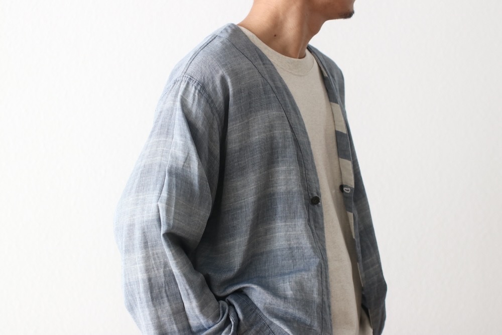 ts(s) (�ƥ�����������) "Reversible Cardigan Shirt - Horizontal Stripe Double Face Cotton Gauze Cloth-"