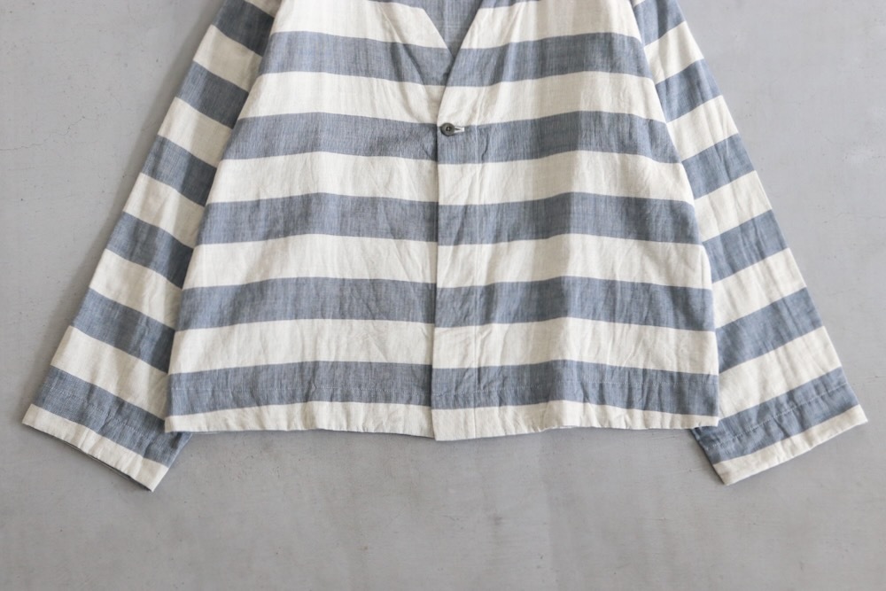 ts(s) (�ƥ�����������) "Reversible Cardigan Shirt - Horizontal Stripe Double Face Cotton Gauze Cloth-"