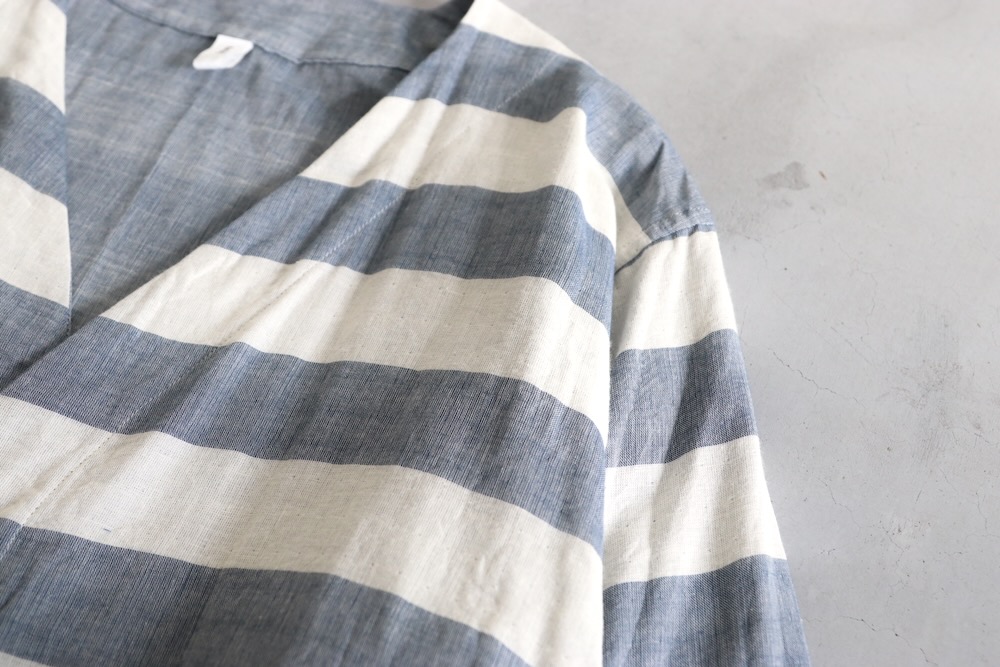 ts(s) (�ƥ�����������) "Reversible Cardigan Shirt - Horizontal Stripe Double Face Cotton Gauze Cloth-"