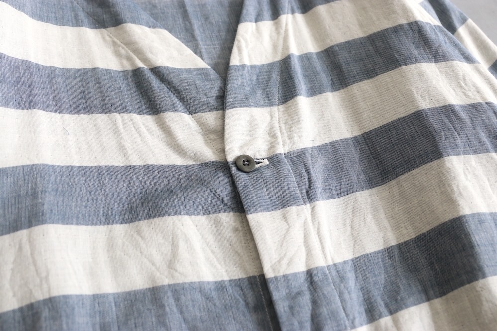 ts(s) (�ƥ�����������) "Reversible Cardigan Shirt - Horizontal Stripe Double Face Cotton Gauze Cloth-"