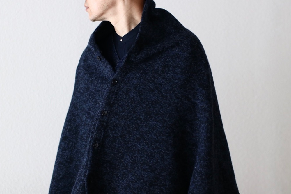 Engineered Garments (���󥸥˥����ɥ�������) ��Button Shawl - Heather Navy Sweater Knit��