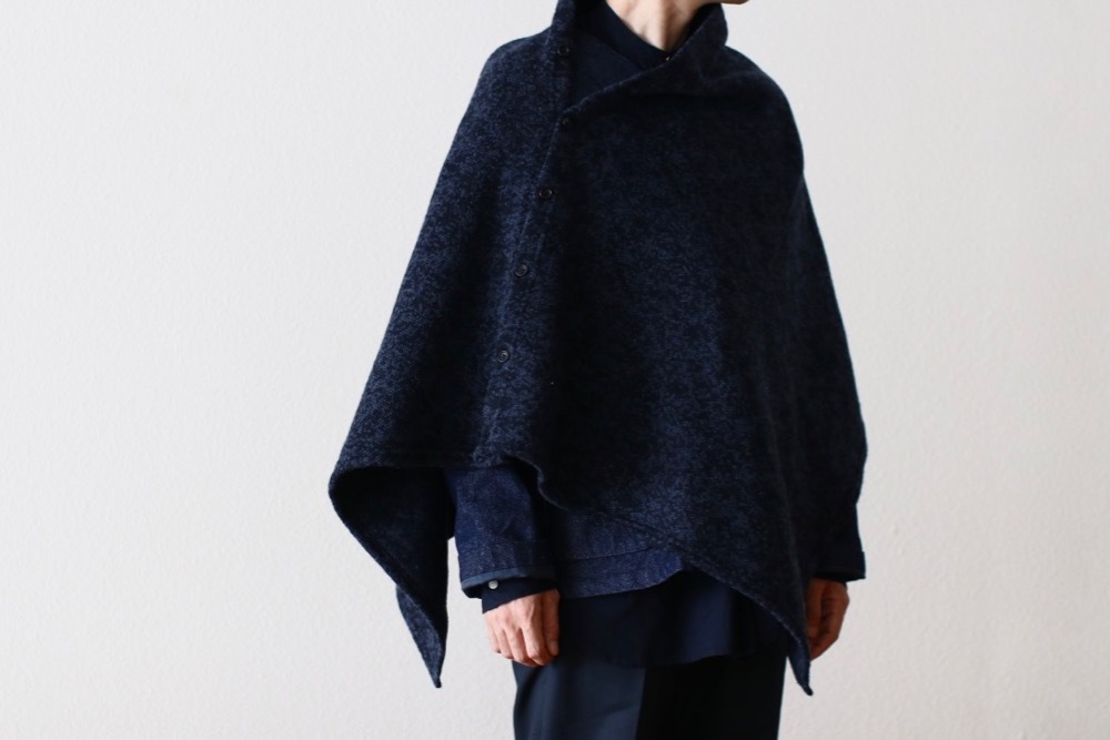 Engineered Garments (󥸥˥ɥ) Button Shawl - Heather Navy Sweater Knit