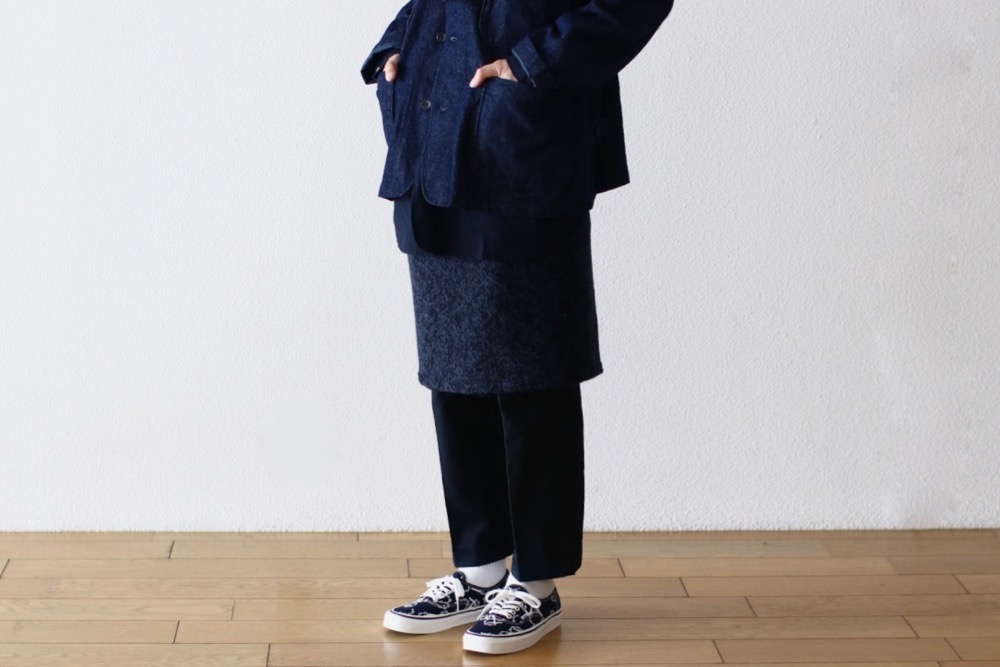 Engineered Garments (���󥸥˥����ɥ�������) ��Button Shawl - Heather Navy Sweater Knit��