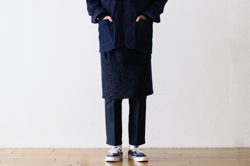 Engineered Garments (���󥸥˥����ɥ�������) ��Button Shawl - Heather Navy Sweater Knit��
