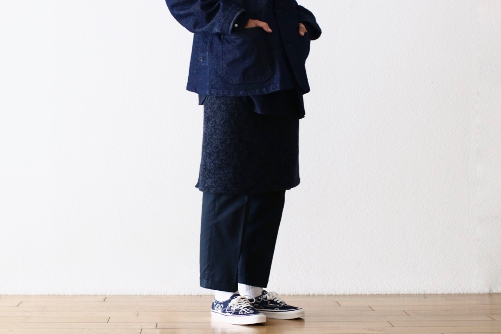 Engineered Garments (���󥸥˥����ɥ�������) ��Button Shawl - Heather Navy Sweater Knit��