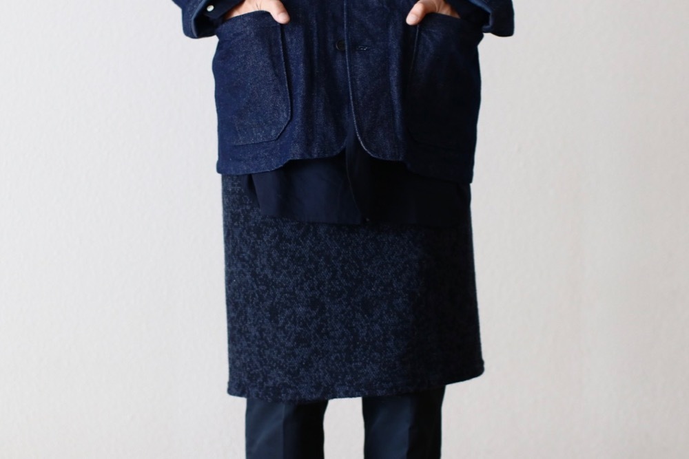 Engineered Garments (���󥸥˥����ɥ�������) ��Button Shawl - Heather Navy Sweater Knit��