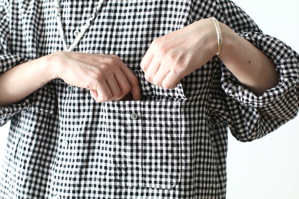Porter Classic(�ݡ��������饷�å�) "ROLL UP LINEN GINGHAM CHECK SHIRT"