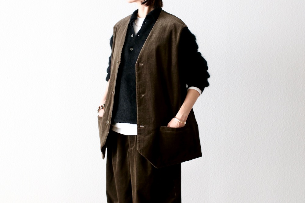��WOMEN'S��TOUJOURS�ʥȥ����塼�ˡ�Oversize Vest -COTTON WIDE WALE CORDUROY CLOTH-��