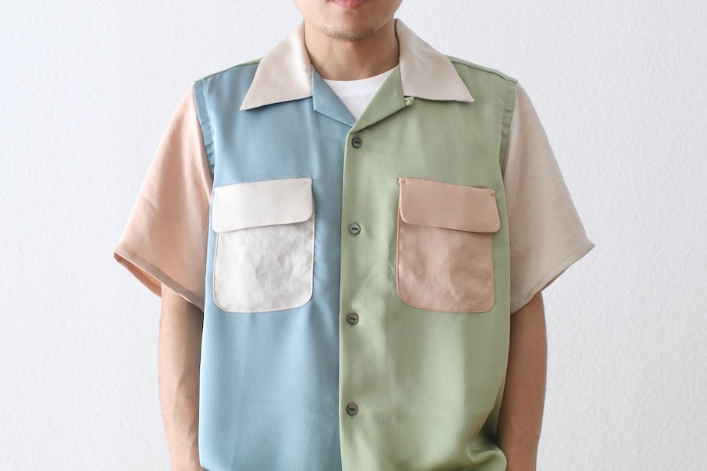 Needles(ˡɥ륺) "S/S Classic Shirt - Poly Sateen / Multi Colour"