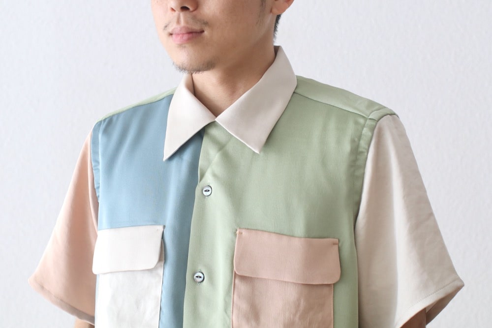 Needles(ˡɥ륺) "S/S Classic Shirt - Poly Sateen / Multi Colour"