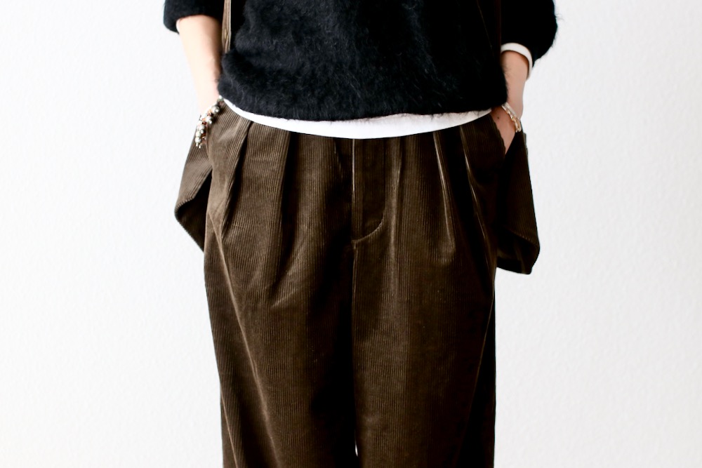 WOMEN'S】TOUJOURS（トゥジュー）“2 In-pleat Baggy Pants -COTTON