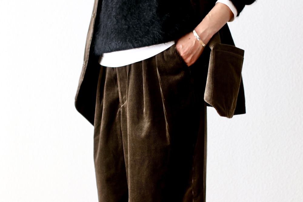 WOMEN'S】TOUJOURS（トゥジュー）“2 In-pleat Baggy Pants -COTTON