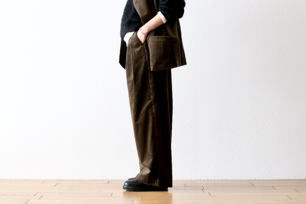 ��WOMEN'S��TOUJOURS�ʥȥ����塼�ˡ�2 In-pleat Baggy Pants -COTTON WIDE WALE CORDUROY CLOTH-��