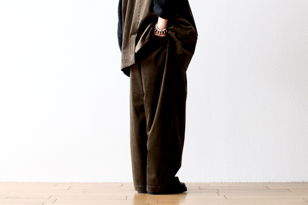 ��WOMEN'S��TOUJOURS�ʥȥ����塼�ˡ�2 In-pleat Baggy Pants -COTTON WIDE WALE CORDUROY CLOTH-��