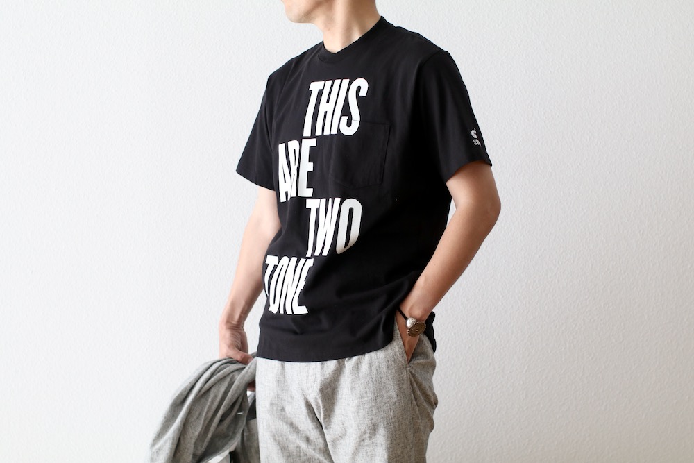 Engineered Garments (���󥸥˥����ɥ�������) "Printed Cross Crew Neck T-shirt -This Are-"
