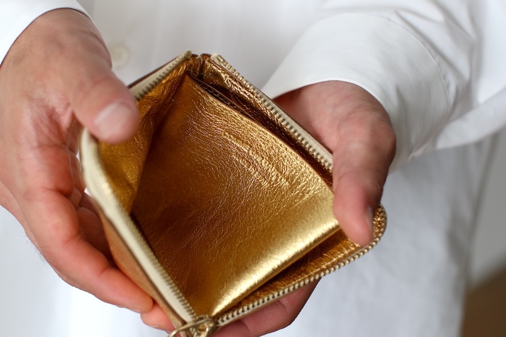 ں١Wallet COMME des GARCONS (å ǥ륽) "LZIP - GOLD LEATHER- 8Z-B031-051"