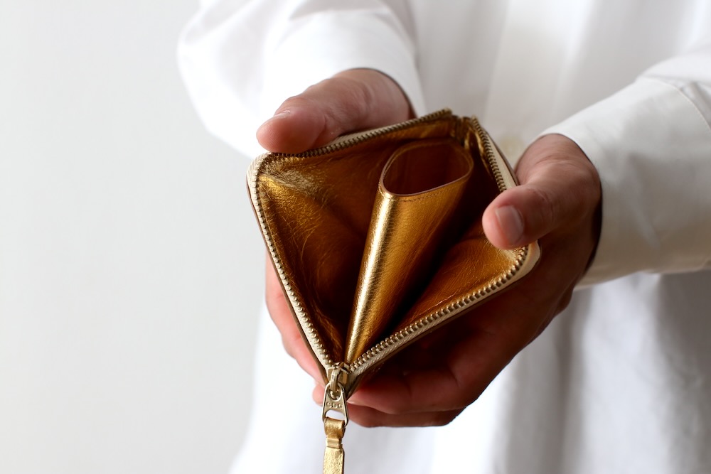 ں١Wallet COMME des GARCONS (å ǥ륽) "LZIP - GOLD LEATHER- 8Z-B031-051"
