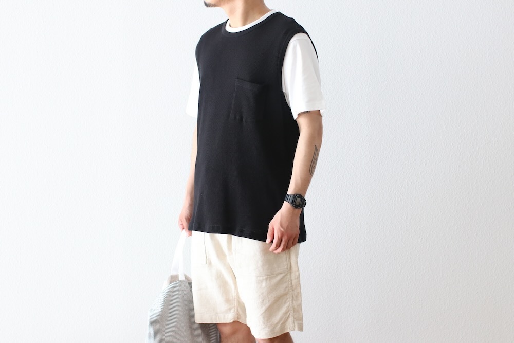 SEVEN BY SEVEN (֥Х֥) "WRAP AROUND SLEEVELESS TEE - Recycle supima waffle -"