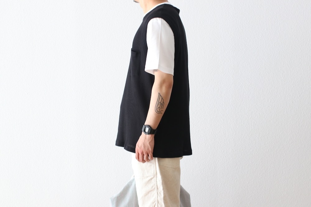 SEVEN BY SEVEN (֥Х֥) "WRAP AROUND SLEEVELESS TEE - Recycle supima waffle -"