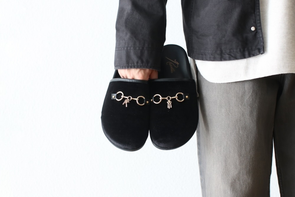 NEEDLES ニードルズ ベルベットミュール【試着のみ 希少サイズ44】 Needles /ニードルズ Velvet Mule - Papillon Embroidery