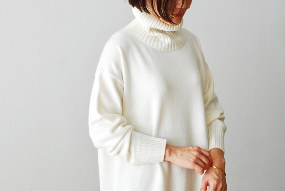 WOMEN'STOUJOURSʥȥ塼ˡTurtle Neck Side Slit Big Pullover - EXTRA FINE MERINO WOOL*CASHMERE KNIT