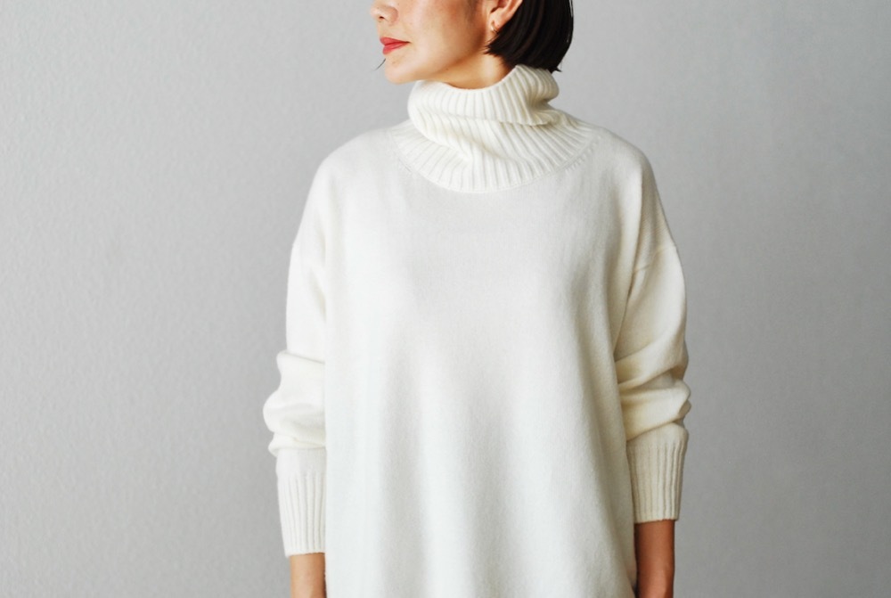 WOMEN'STOUJOURSʥȥ塼ˡTurtle Neck Side Slit Big Pullover - EXTRA FINE MERINO WOOL*CASHMERE KNIT