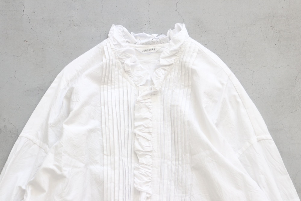 ��WOMEN'S��TOUJOURS�ʥȥ����塼�ˡ�Pin Tuck Ruffle Shirt - COTTON*SILK FAILLE CLOTH-��