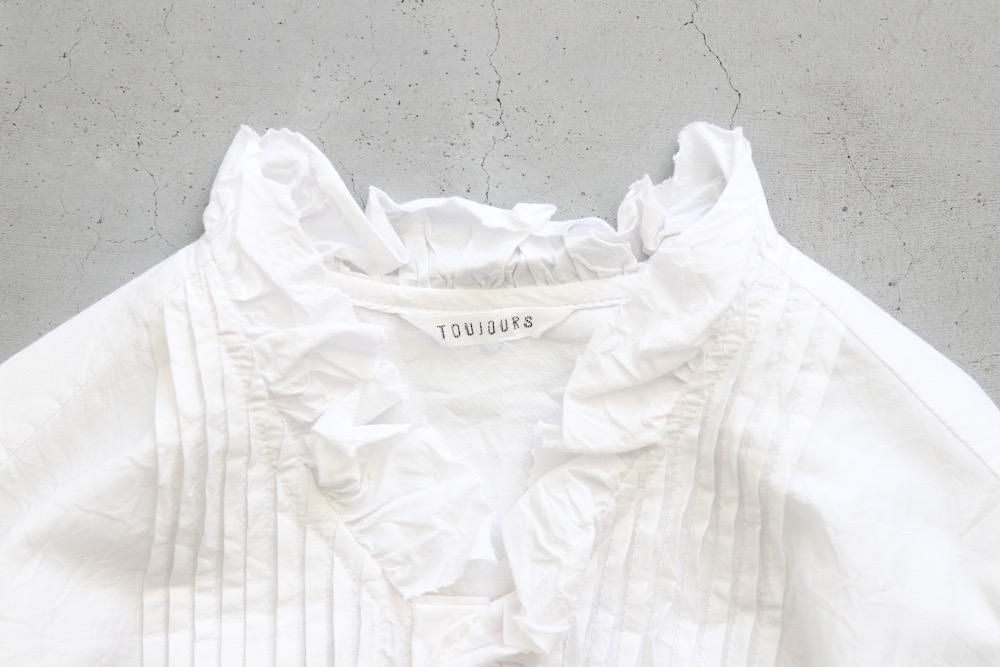 ��WOMEN'S��TOUJOURS�ʥȥ����塼�ˡ�Pin Tuck Ruffle Shirt - COTTON*SILK FAILLE CLOTH-��