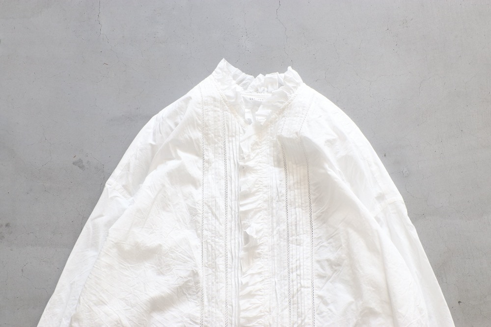 トップス toujours fine cotton soft tullehem lace WOMEN'S】TOUJOURS（トゥジュー）“Lace Pin Tuck Ruffle Shirt
