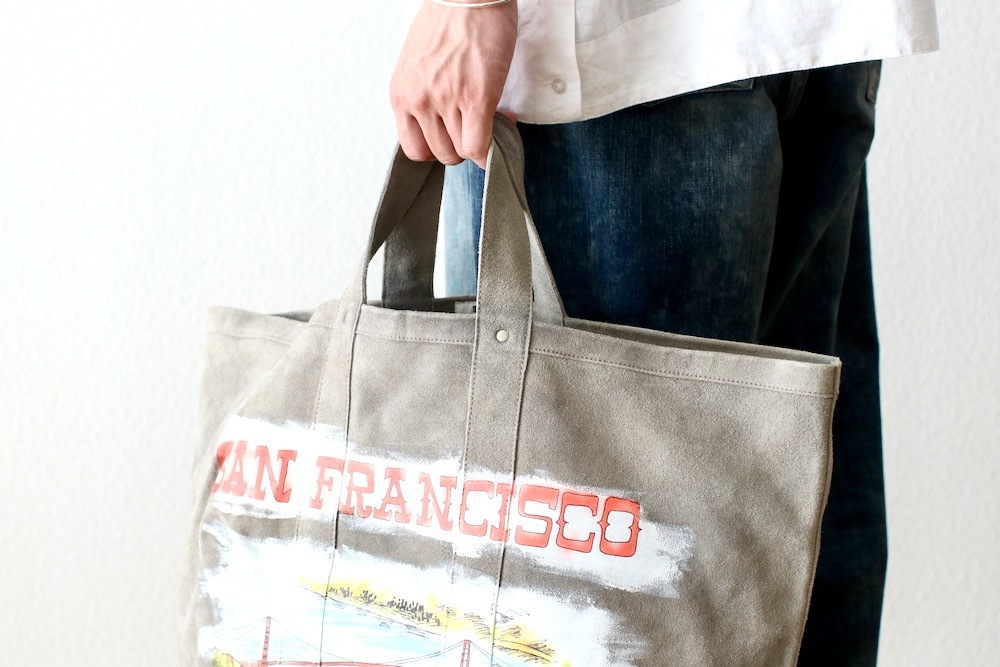 SEVEN BY SEVEN (֥Х֥) "HAND PAINTED LEATHER TOTE BAG - Cow split leather -"