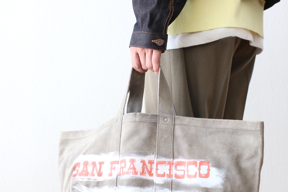 SEVEN BY SEVEN (֥Х֥) "HAND PAINTED LEATHER TOTE BAG - Cow split leather -"