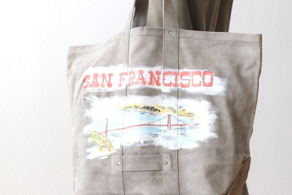 SEVEN BY SEVEN (֥Х֥) "HAND PAINTED LEATHER TOTE BAG - Cow split leather -"