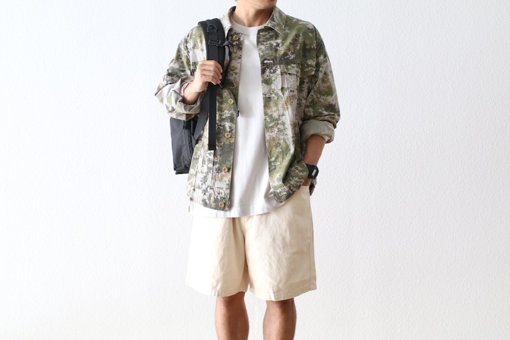 ts(s) (�ƥ�����������) "Double Flap Pocket Short Jacket -Garment Dye Camo Print Cotton Cloth"