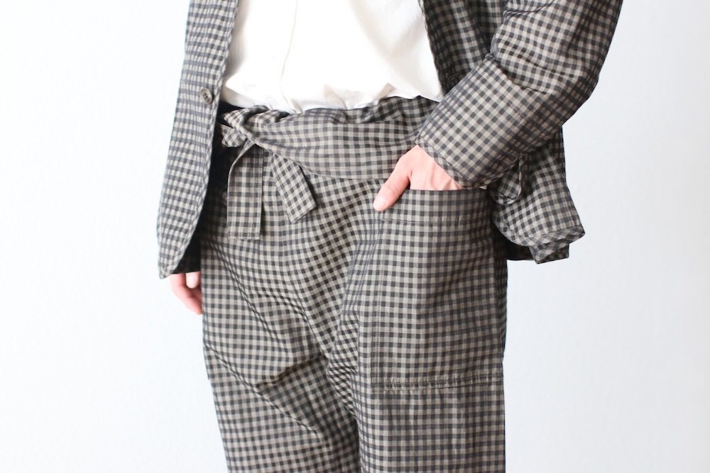 ts(s) (�ƥ�����������) "Gingham Plaid Jacquard Polyester*Cotton Cloth Thai Pants"