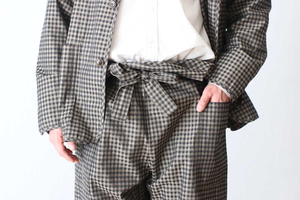 ts(s) (�ƥ�����������) "Gingham Plaid Jacquard Polyester*Cotton Cloth Thai Pants"