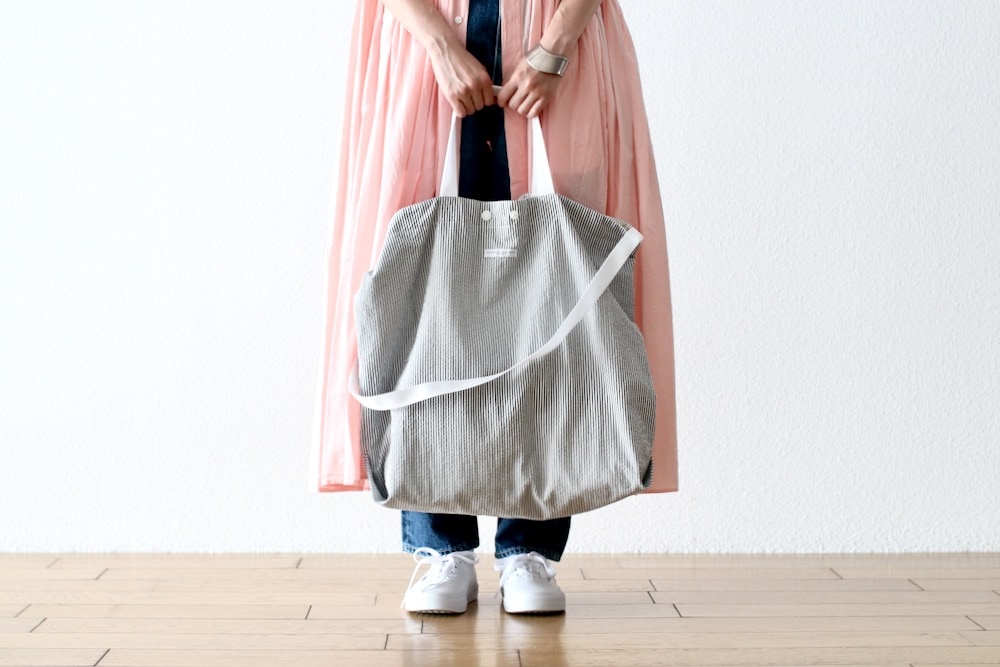 Engineered Garments (󥸥˥ɥ) "CARRY ALL TOTE REVERSIBLE - COTTON SEERSUCKER STRIPE"