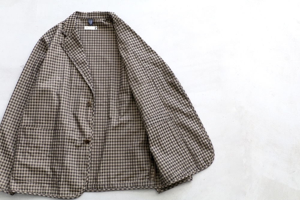 ts(s) (�ƥ�����������) "Gingham Plaid Jacquard Polyester*Cotton Cloth 2 Button 3 Patch Pocket Piping Jacket"