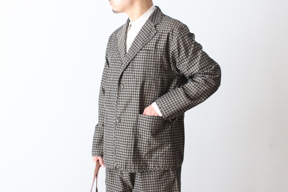 ts(s) (�ƥ�����������) "Gingham Plaid Jacquard Polyester*Cotton Cloth 2 Button 3 Patch Pocket Piping Jacket"