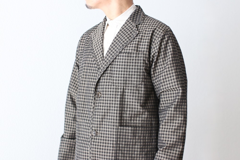 ts(s) (�ƥ�����������) "Gingham Plaid Jacquard Polyester*Cotton Cloth 2 Button 3 Patch Pocket Piping Jacket"