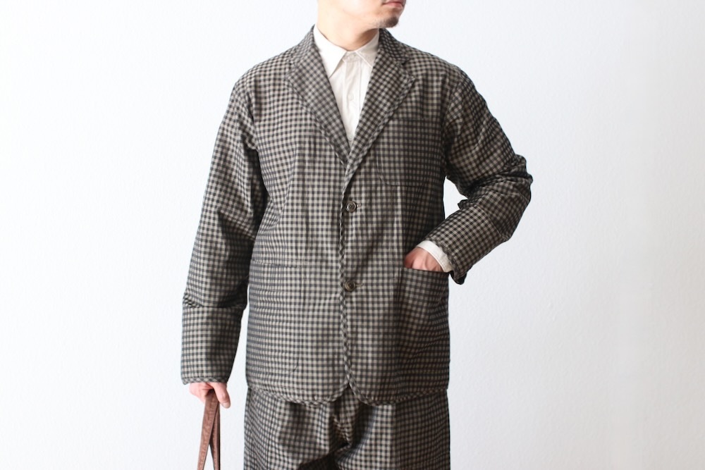 ts(s) (�ƥ�����������) "Gingham Plaid Jacquard Polyester*Cotton Cloth 2 Button 3 Patch Pocket Piping Jacket"