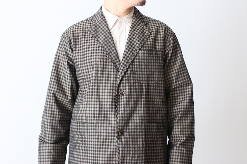 ts(s) (�ƥ�����������) "Gingham Plaid Jacquard Polyester*Cotton Cloth 2 Button 3 Patch Pocket Piping Jacket"